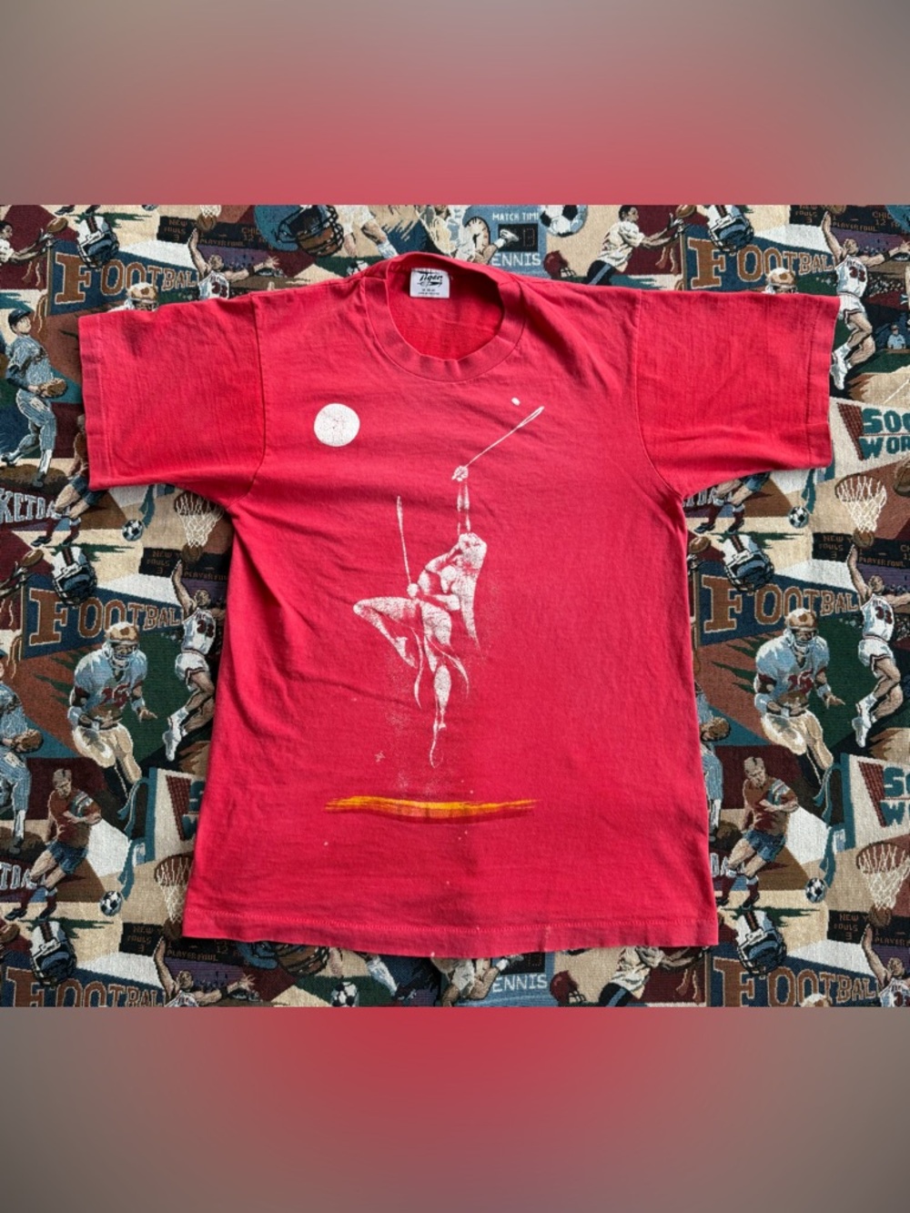 Vintage 90s Men’s Native American Red Graphic T-shirt